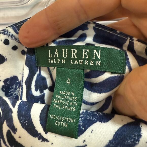 Ralph Lauren Blue and White A LIne Flare Skirt Knee-Length - Picture 2 of 5